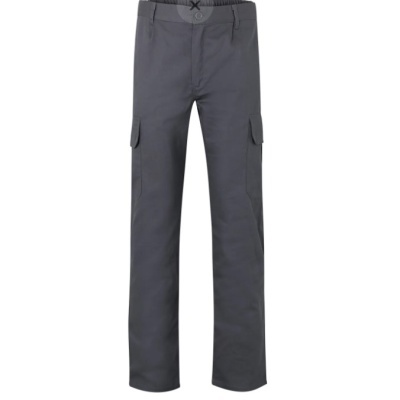 Calças cargo cinzentas com bolsos laterais e cintura com presilhas