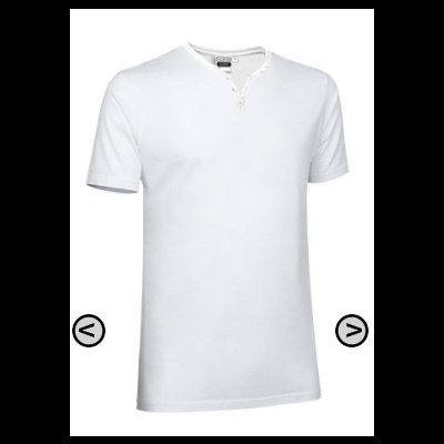 T-shirt branca de manga curta com gola em V e fecho de correr