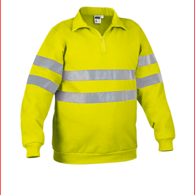 Sweatshirt de alta visibilidade amarelo com faixas refletoras prateadas