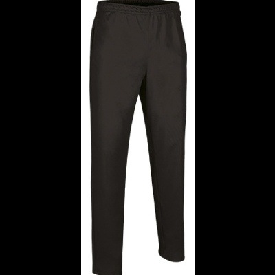 Calças pretas de tecido liso com cós elástico