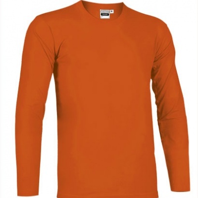 Camisola de manga comprida laranja com gola redonda