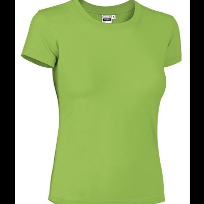 T-shirt feminina verde claro de manga curta com gola redonda