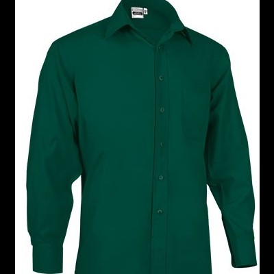Camisa de manga comprida verde com colarinho clássico e bolso no peito