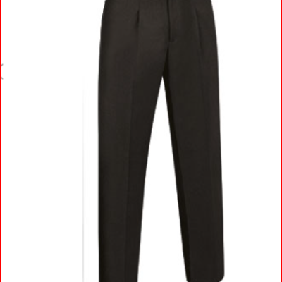 Calças pretas compridas com cinto e botão