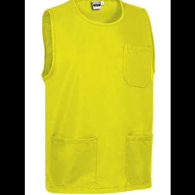 Camisola amarela sem mangas com três bolsos frontais