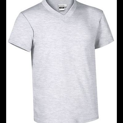 Camiseta cinzenta de manga curta com decote em V