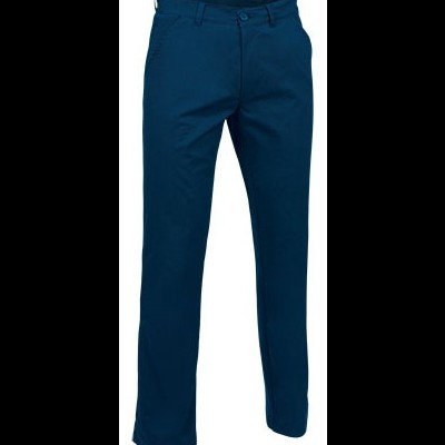 Calças compridas azul escuro com fecho de botão