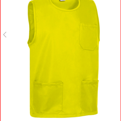Colete amarelo fluorescente sem mangas com três bolsos