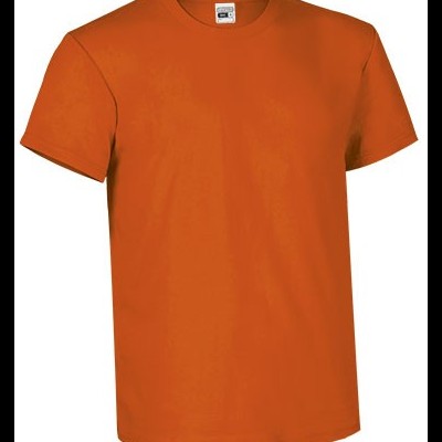 T-shirt unissexo laranja de algodão com gola redonda e mangas curtas