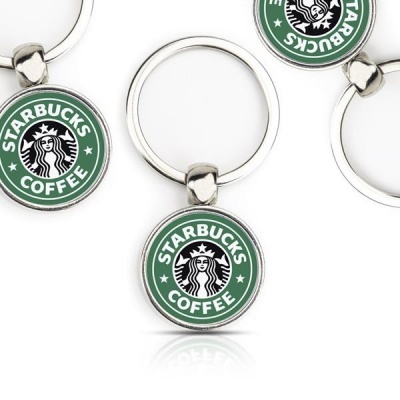 Porta-chaves redondos com logótipo da Starbucks Coffee