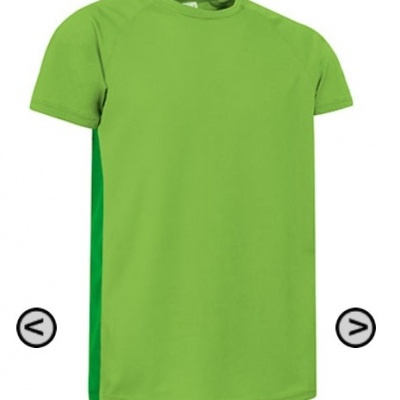 Camiseta verde masculina com painéis laterais verdes escuros