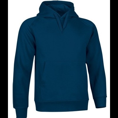 Camisola com capuz azul-escuro com bolso canguru e punhos largos