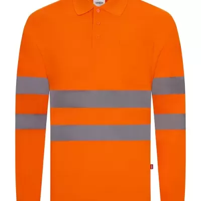 Polo laranja com faixas refletoras cinzentas