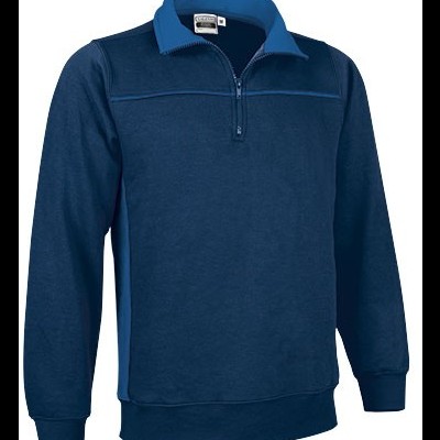 Sweatshirt azul escuro com fecho curto e gola alta