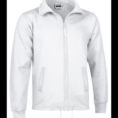 Casaco branco com fecho de correr e bolsos frontais