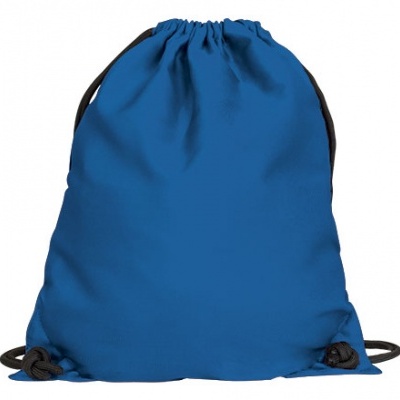 Mochila saco azul com cordões pretos