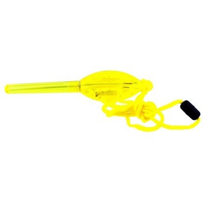 Apito amarelo transparente com cordão amarelo