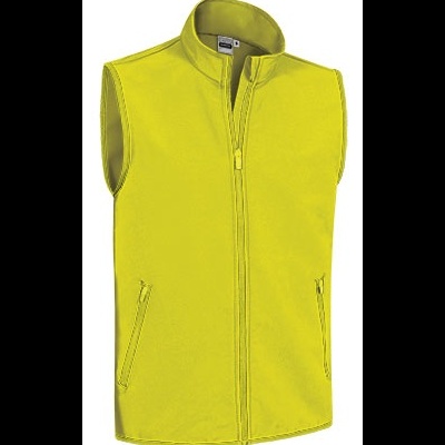 Colete amarelo fluorescente com fecho e bolsos zíper