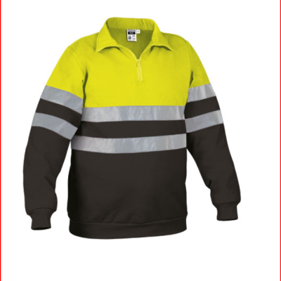 Camisola alta visibilidade amarelo e preto com faixas refletoras