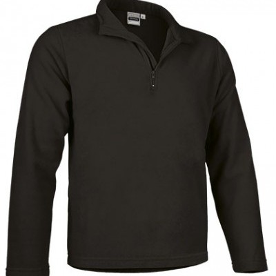 Camisola preta de manga comprida com fecho de correr curto