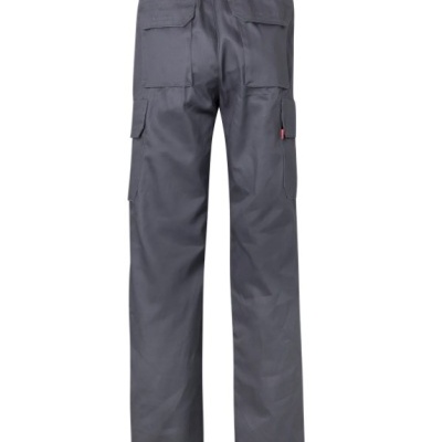 Calças de trabalho cinzentas com vários bolsos e cintura elástica