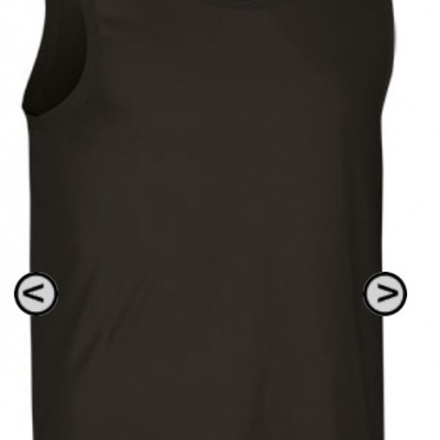 Camiseta preta sem mangas e gola redonda