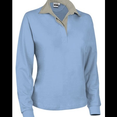 Camisola manga comprida azul clara com gola bege