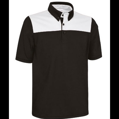 Polo masculino preto e branco com gola de botão