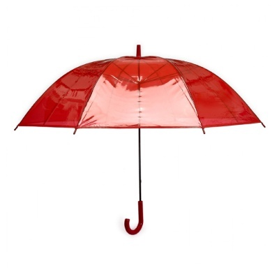 Guarda-chuva transparente com cabo vermelho
