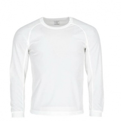 T-shirt branca de manga comprida com gola redonda