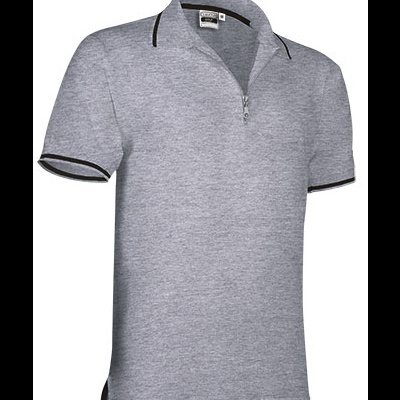 Polo masculino cinza com detalhes em preto e fecho de correr