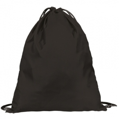 Mochila saco preta com cordões e fecho de cordão