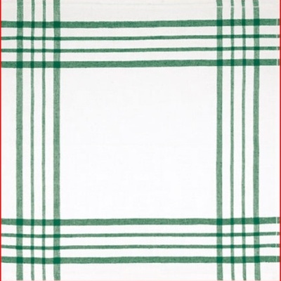 Pano ou guardanapo branco com padrão de riscas verdes
