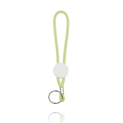 Chaveiro com cordão amarelo claro e argola metálica