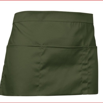 Avental curto verde escuro com bolsos frontais