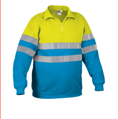 Sweatshirt de segurança bicolor amarelo e azul com faixas refletoras