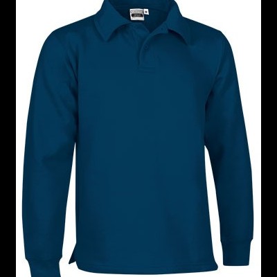 Camisola de manga comprida azul escuro com gola e etiqueta interior