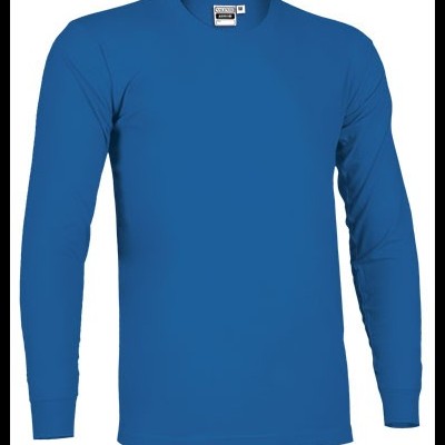 Camisola azul de manga comprida com gola redonda