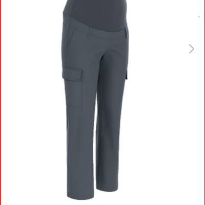Calças de grávida cinzentas com cintura elástica alta e bolsos laterais
