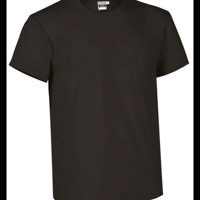 T-shirt preta de algodão com gola redonda e manga curta