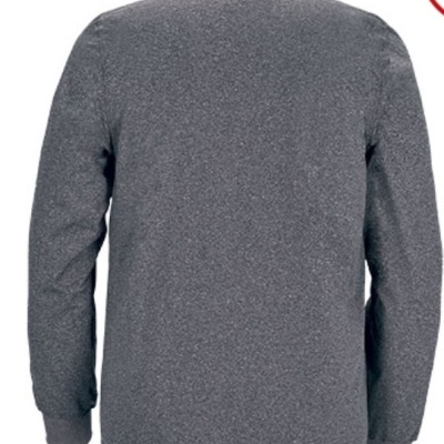 Casaco cinzento escuro visto de costas com gola alta e punhos canelados