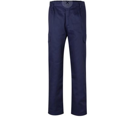 Calças de trabalho azuis escuras com bolsos laterais isoladas