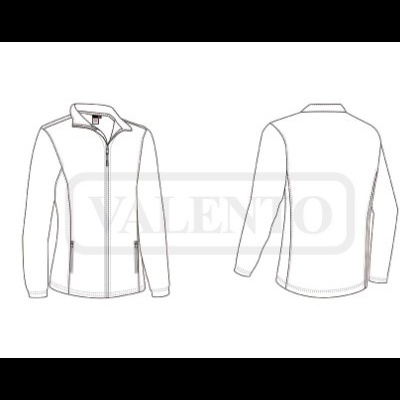 Desenho de camisola branca com fecho, vista frontal e traseira