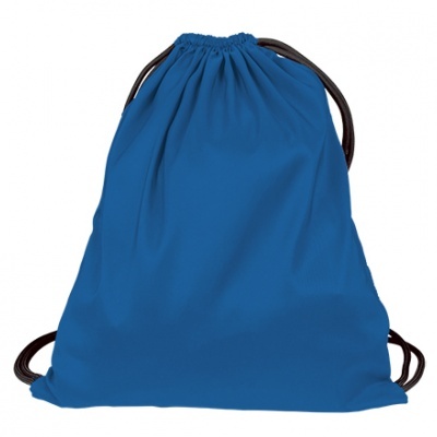 Mochila tipo saco azul com cordões pretos