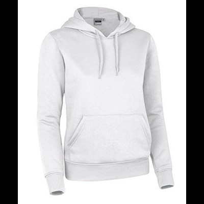 Sweatshirt branca com capuz e bolso canguru