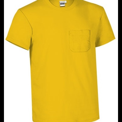T-shirt amarela de manga curta com bolso frontal
