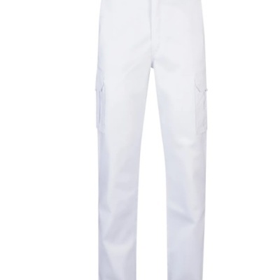 Calças brancas com bolsos laterais e cintura elástica