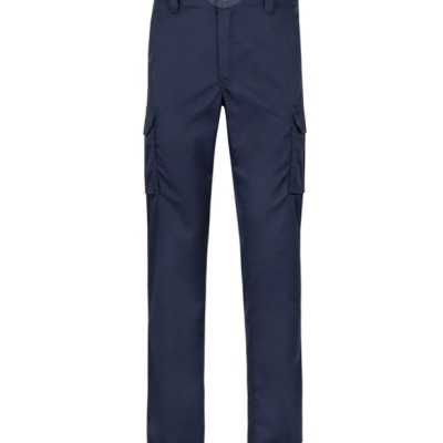 Calças de cargo azuis escuras com bolsos laterais