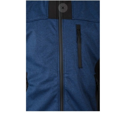 Jaqueta azul com fechos pretos e bolso vertical