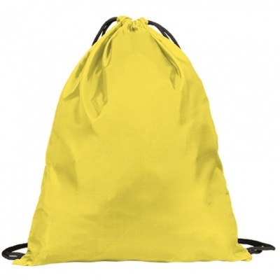 Mochila saco amarela com cordões pretos